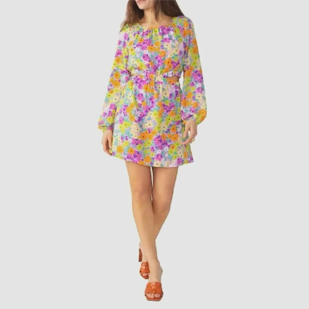 Sanctuary Fresh Garden Vibrant Floral Cutout Mini Dress XS Summer Easter Spring - Picture 3 of 15